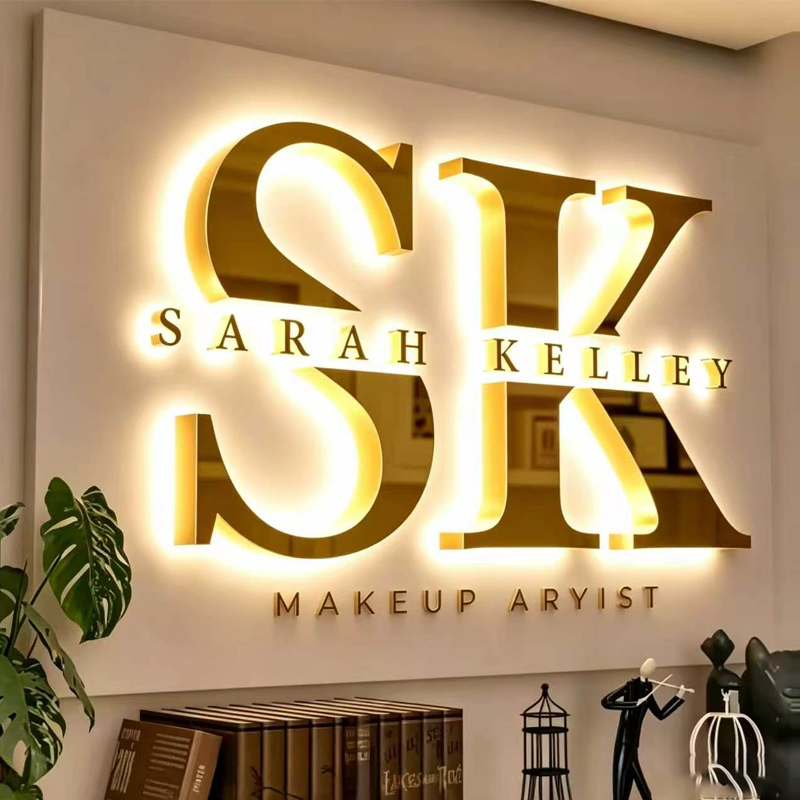 Outdoor Lighting Logo - Custom Business Logo Backlit Metal Sign