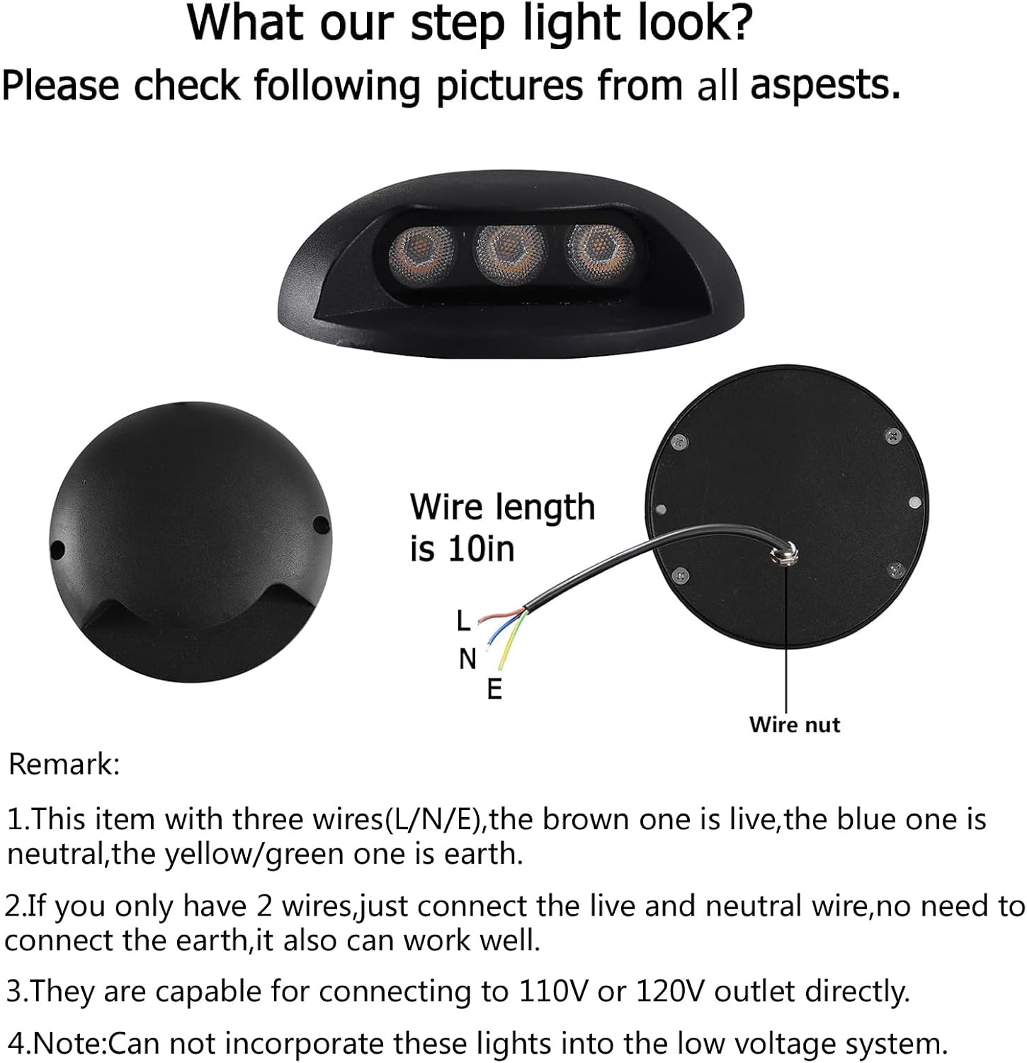Outdoor Lighting Hardwired - 3W Surface Mount Hardwired LED Step
