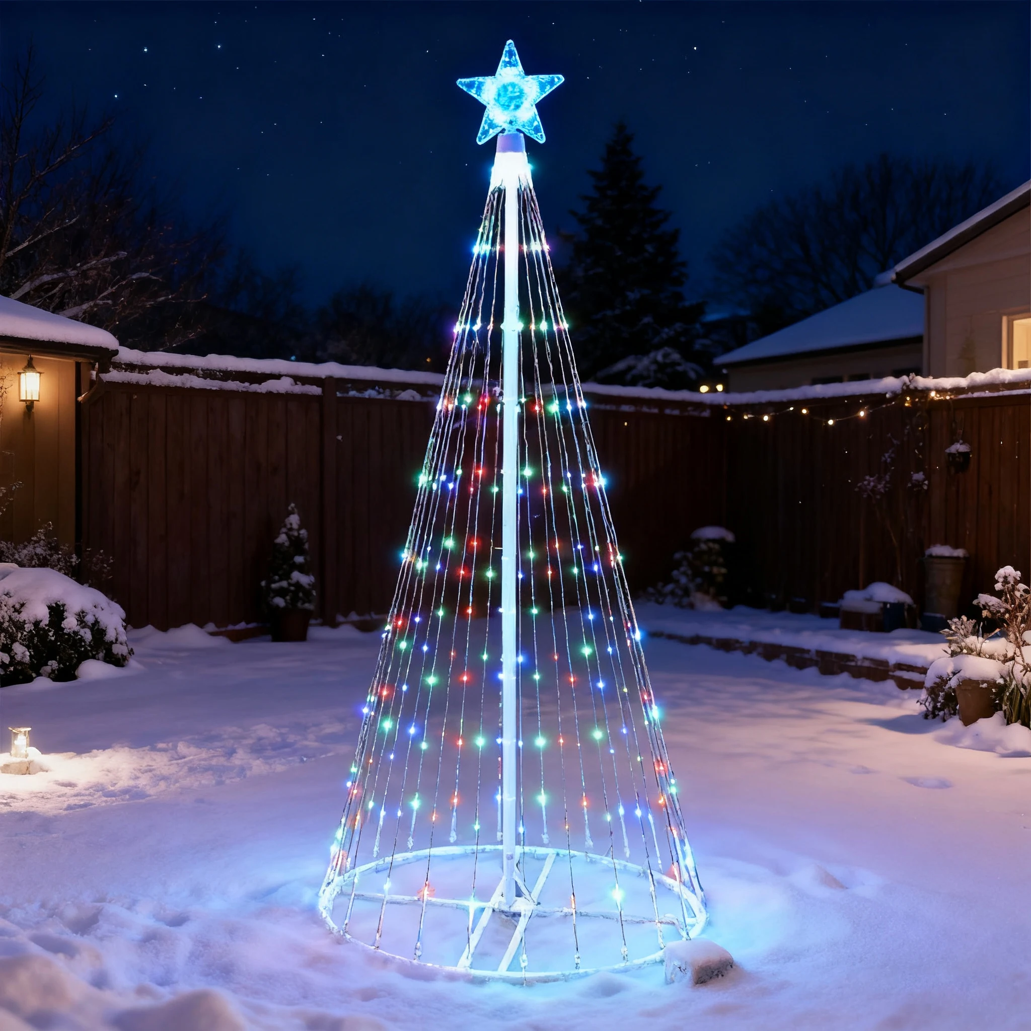 Solar-Powered LED Waterfall St - đánh giá và giá Outdoor Lighting Tree