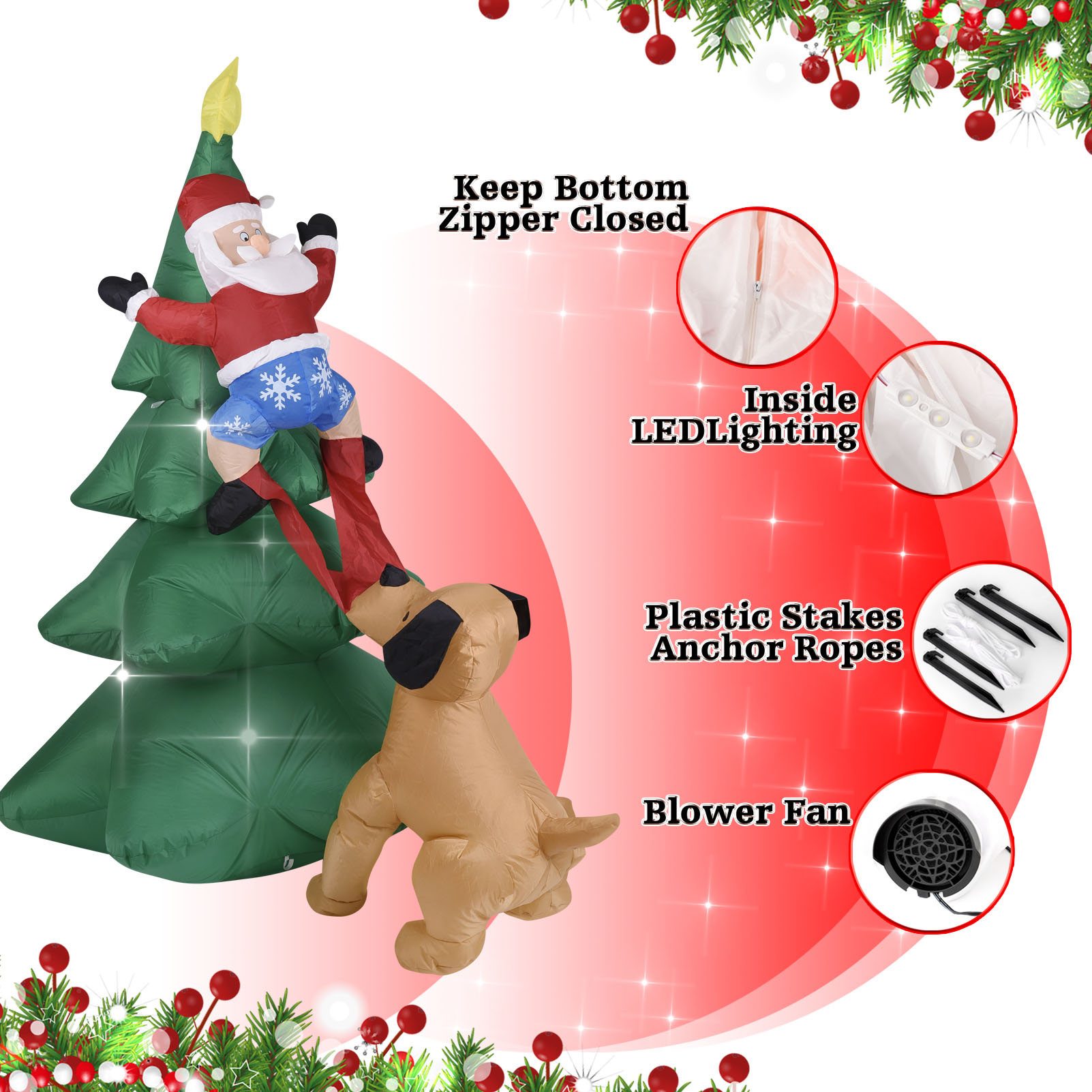 Christmas Inflatable Dog  w/Sa - đánh giá và giá Outdoor Lighting Tree