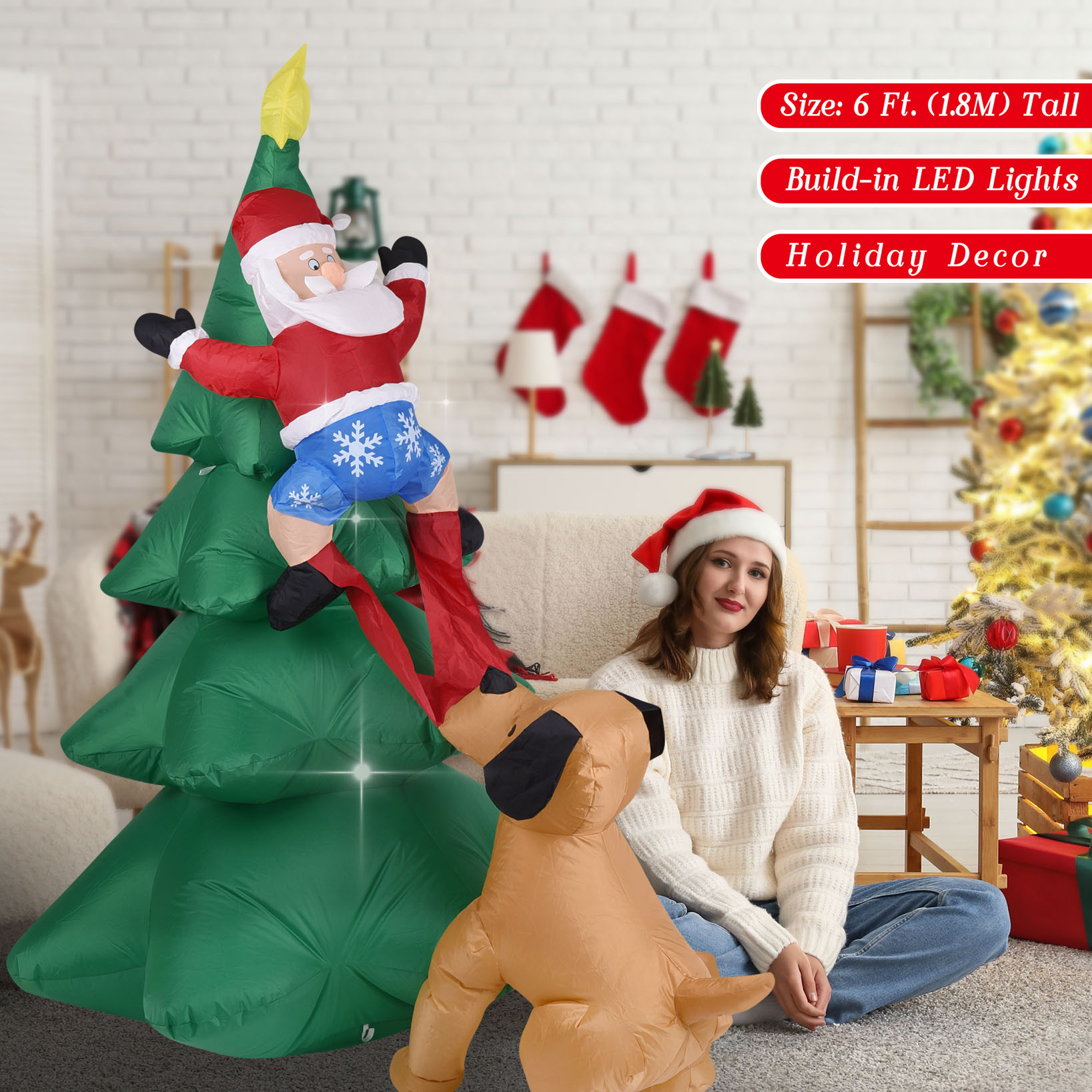 Christmas Inflatable Dog  w/Sa - đánh giá và giá Outdoor Lighting Tree