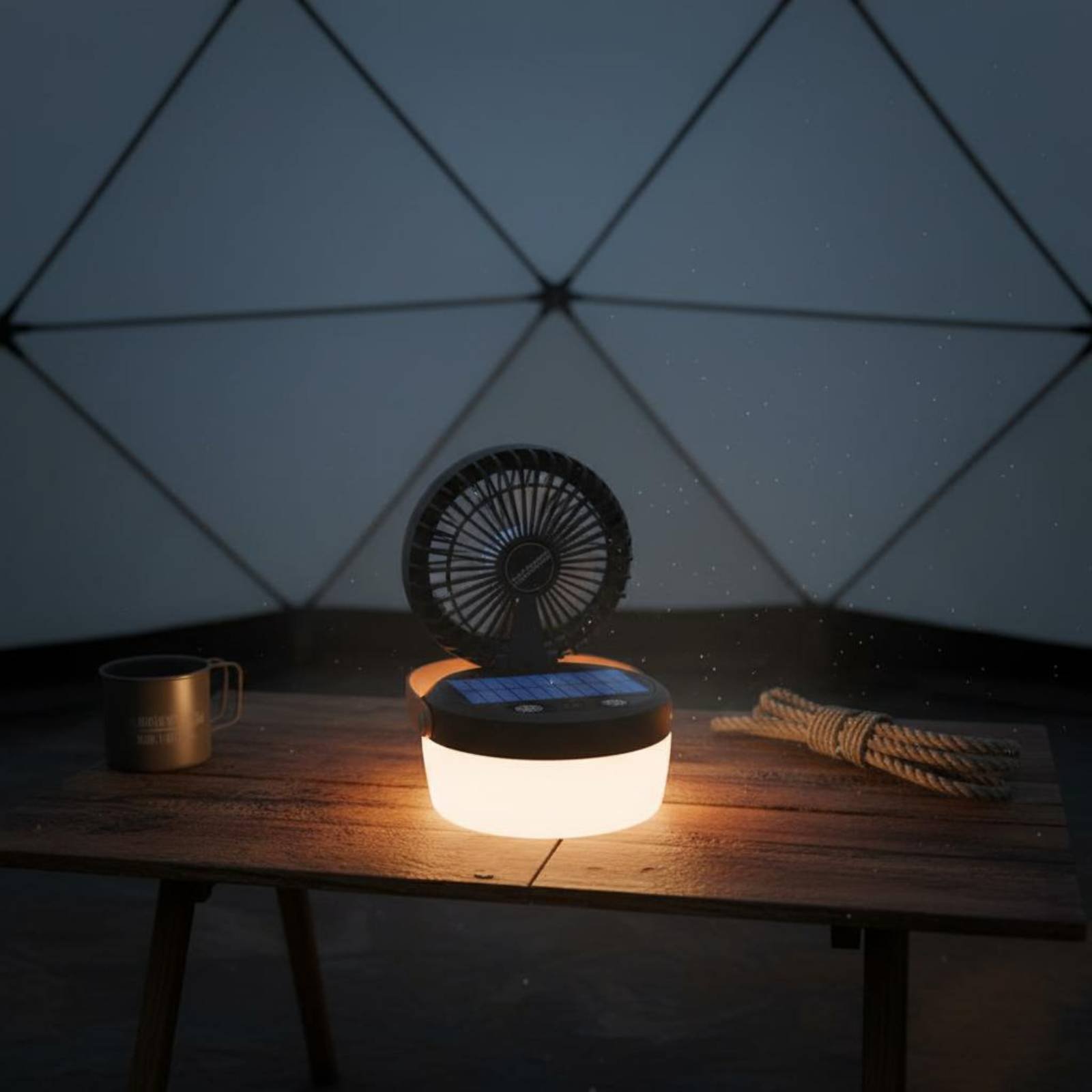 Solar Camping Fan Lantern Fold - đánh giá và giá Solar Lantern Hanging