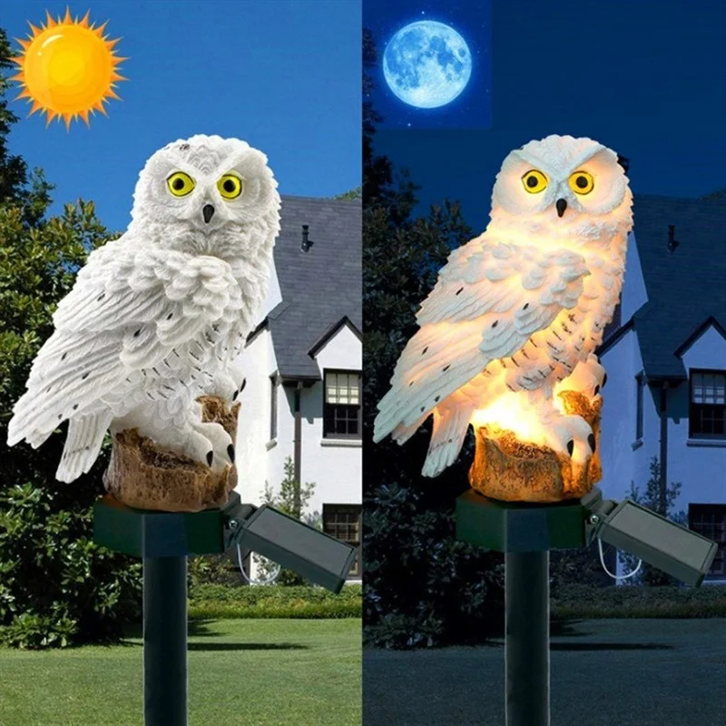 Solar Owl Statue Garden Light  - đánh giá và giá Outdoor Lighting Diy