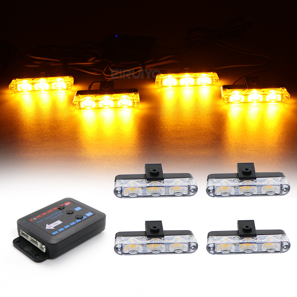 4x 3 LED Grill Car LED Strobe  - đánh giá và giá Outdoor Lighting Yellow